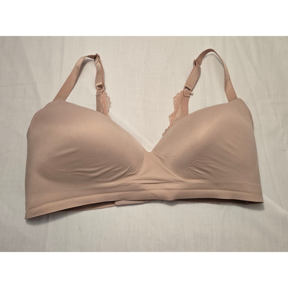 Soma Enbliss Luxe Wireless Bra Lace Back J-Hook Beige Nude 40D EUC